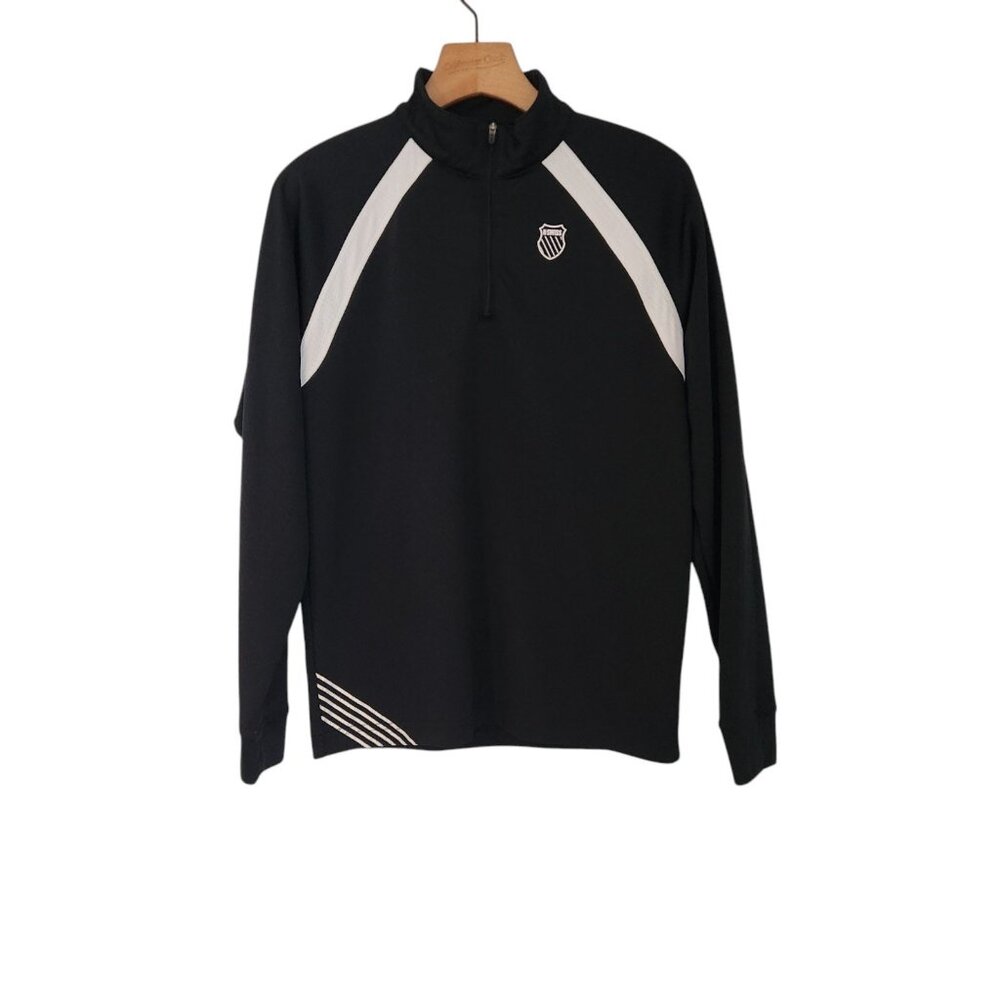 K-Swiss Jacket 1/4 Zip Pullover Golf Workout Running Black Mens Size XS EUC